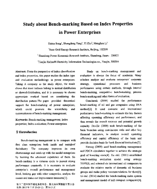 StudyaboutBench-markingBasedonIndexPropertiesinPowerEnterprises