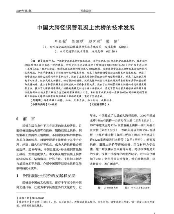中国大跨径钢管混凝土拱桥的技术发展