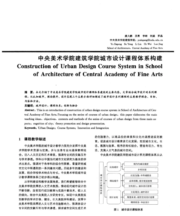 中央美术学院建筑学院城市设计课程体系构建