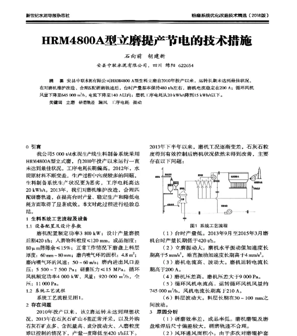 HRM4800A型立磨提产节电的技术措施