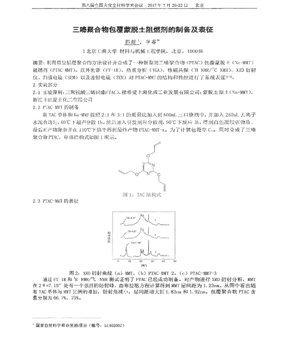 三嗪聚合物包覆蒙脱土阻燃剂的制备及表征