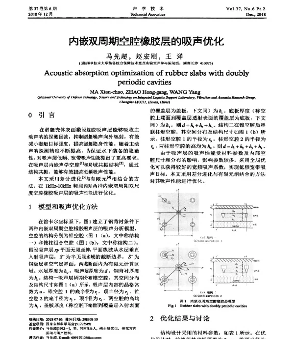 内嵌双周期空腔橡胶层的吸声优化