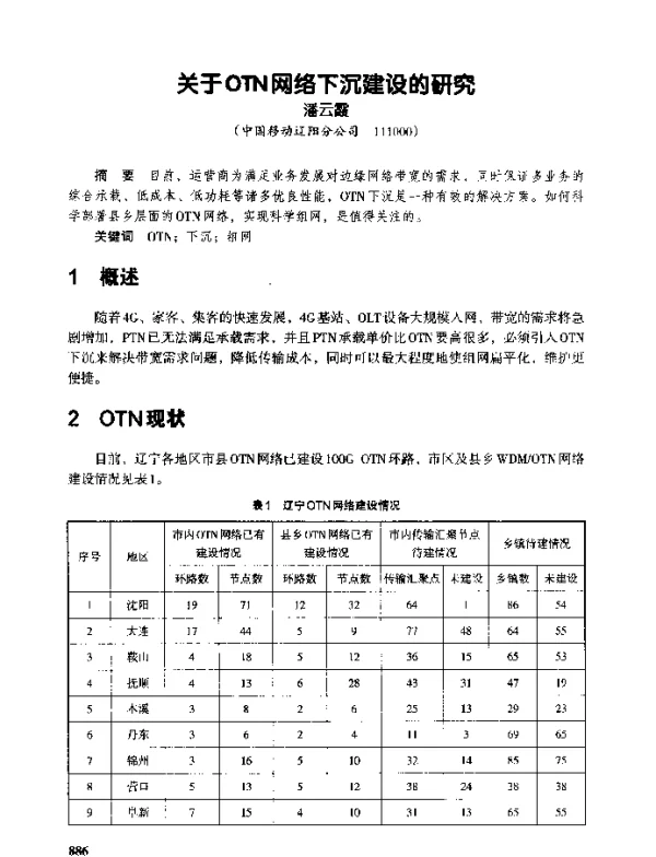 关于OTN网络下沉建设的研究