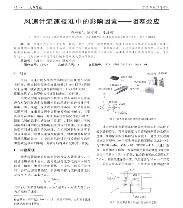 风速计流速校准中的影响因素--阻塞效应