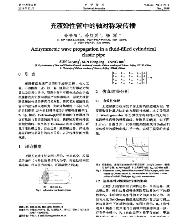充液弹性管中的轴对称波传播