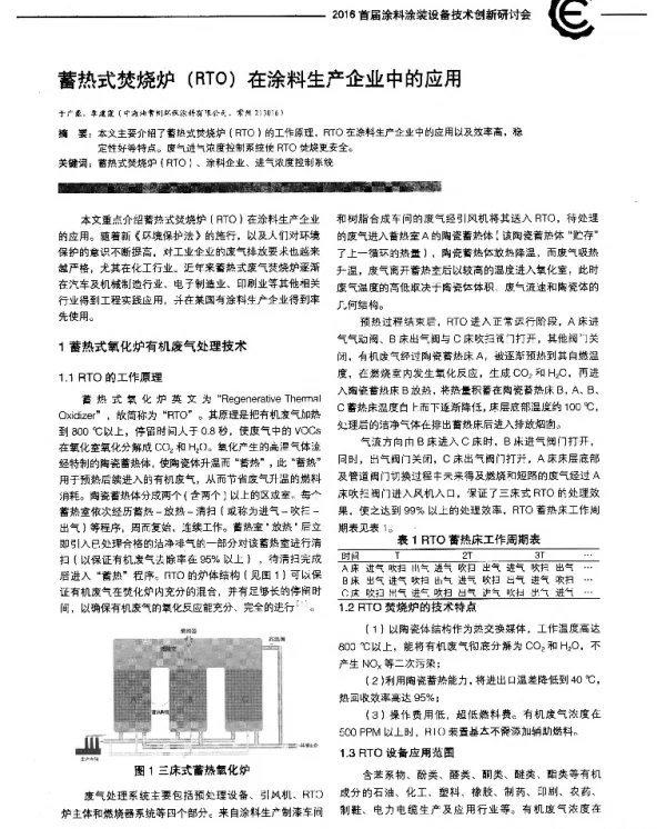蓄热式焚烧炉(RTO)在涂料生产企业中的应用