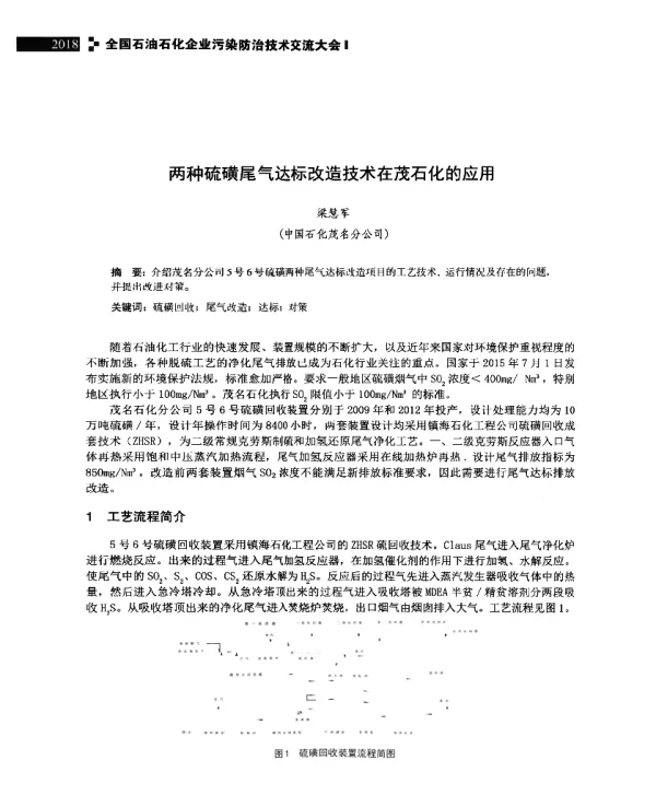 两种硫磺尾气达标改造技术在茂石化的应用