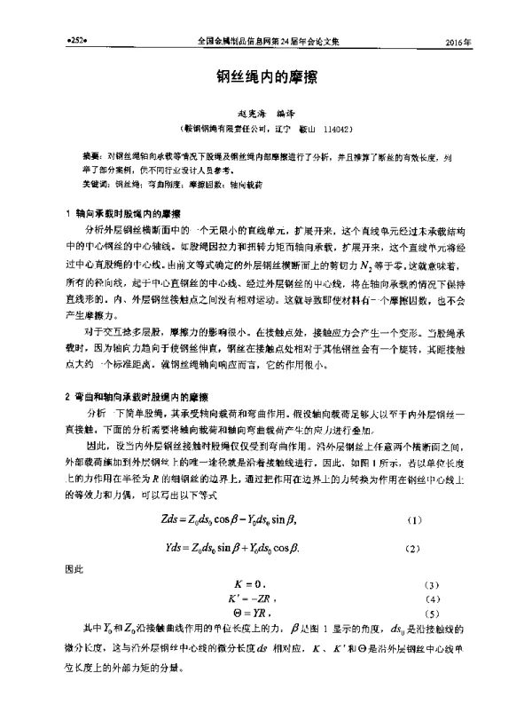 钢丝绳内的摩擦