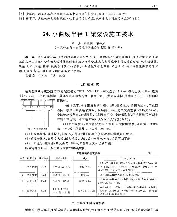小曲线半径T梁架设施工技术