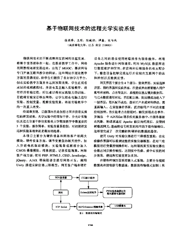 基于物联网技术的远程光学实验系统