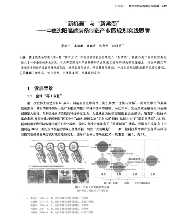 新机遇与新常态--中德沈阳高端装备制造产业园规划实践思考