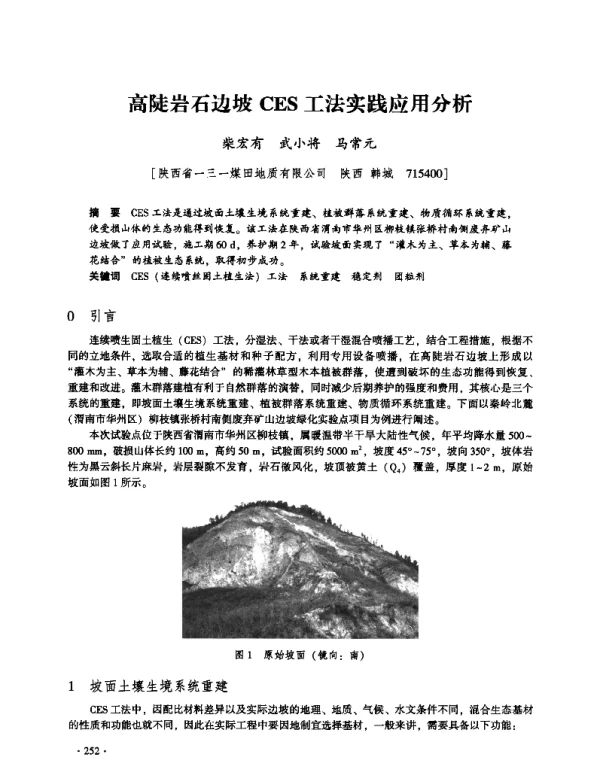 高陡岩石边坡CES工法实践应用分析