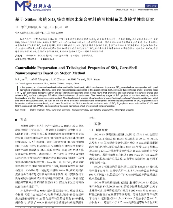 基于Stber法的SiO2核壳型纳米复合材料的可控制备及摩擦学性能研究