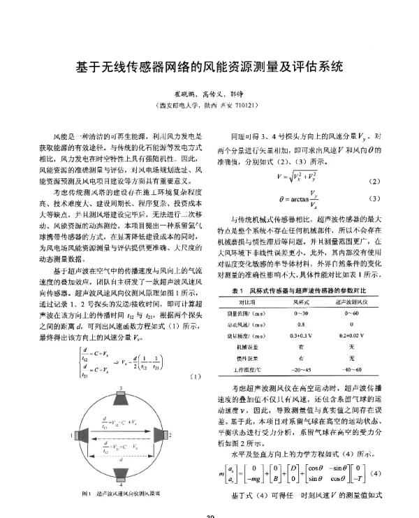 基于无线传感器网络的风能资源测量及评估系统