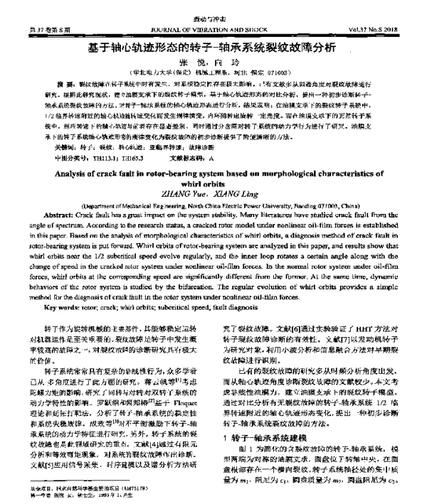 基于轴心轨迹形态的转子一轴承系统裂纹故障分析