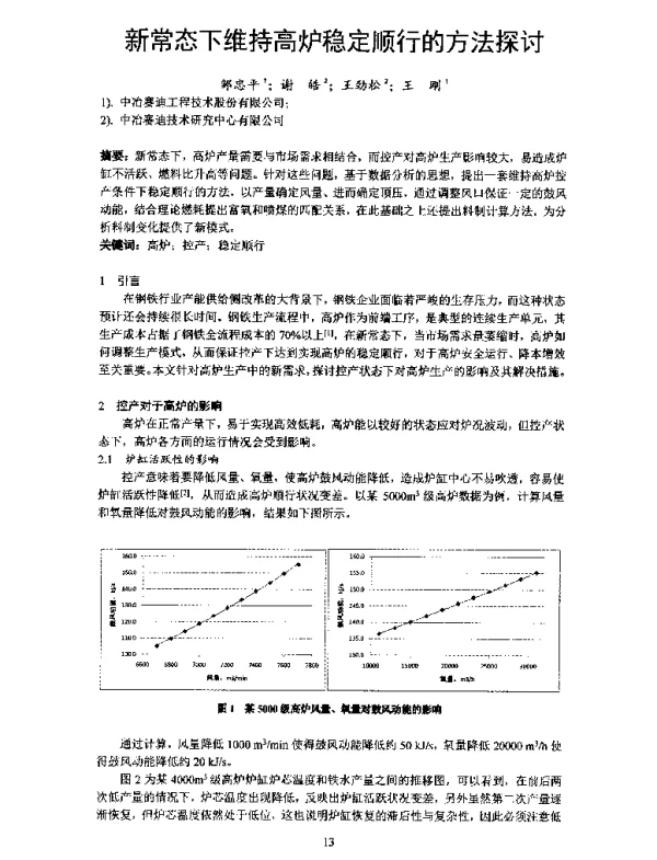 新常态下维持高炉稳定顺行的方法探讨