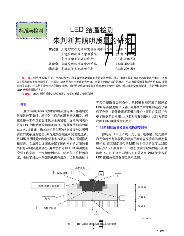 LED结温检测来判断其照明质量的研究