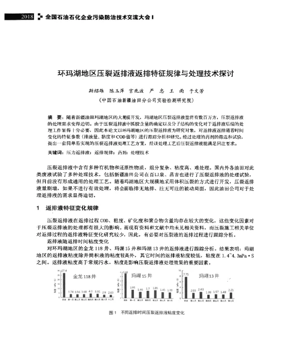 环玛湖地区压裂返排液返排特征规律与处理技术探讨