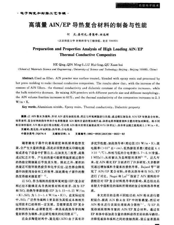 高填量AlNEP导热复合材料的制备与性能