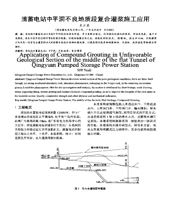 清蓄电站中平洞不良地质段复合灌浆施工应用