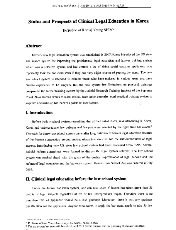 StatusandProspectsofClinicalLegalEducationinKorea