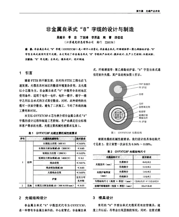 非金属自承式“8”字缆的设计与制造
