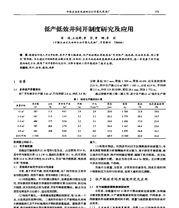 低产低效井间开制度研究及应用