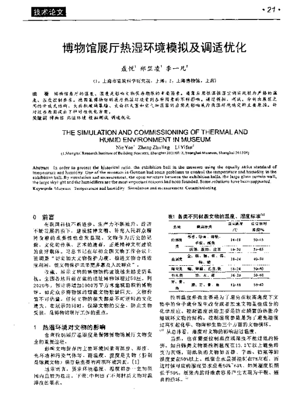 博物馆展厅热湿环境模拟及调适优化