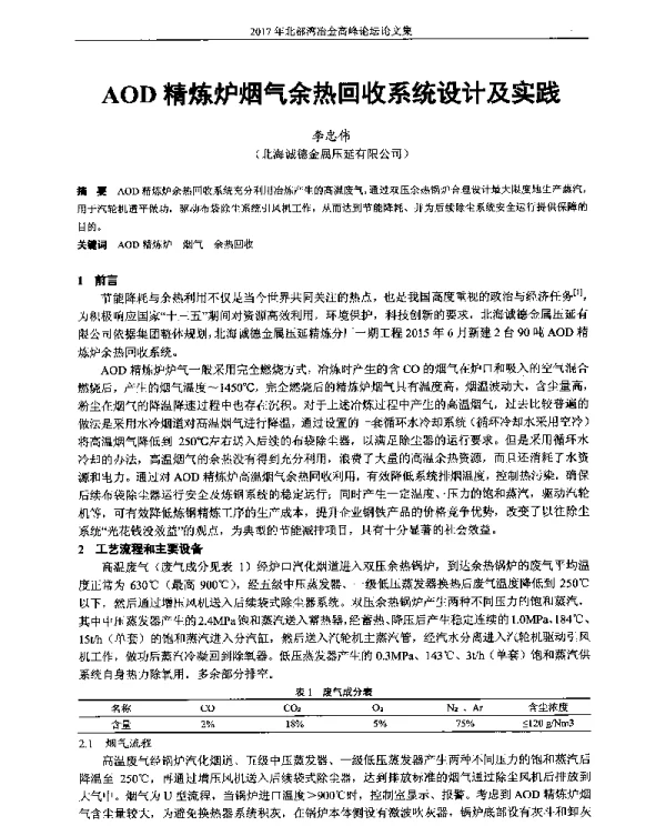 AOD精炼炉烟气余热回收系统设计及实践