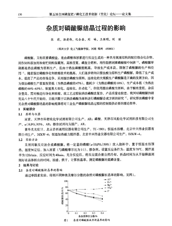 杂质对磷酸脲结晶过程的影响