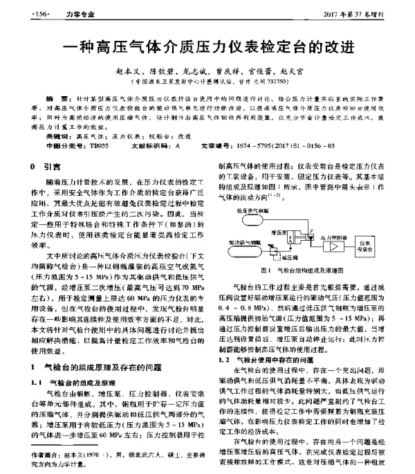 一种高压气体介质压力仪表检定台的改进