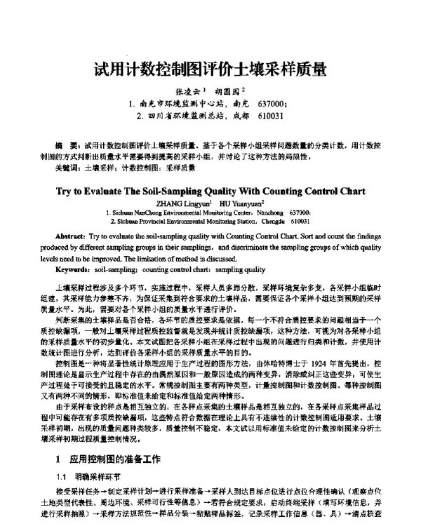 试用计数控制图评价土壤采样质量