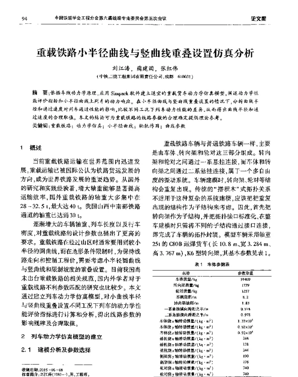 重载铁路小半径曲线与竖曲线重叠设置仿真分析