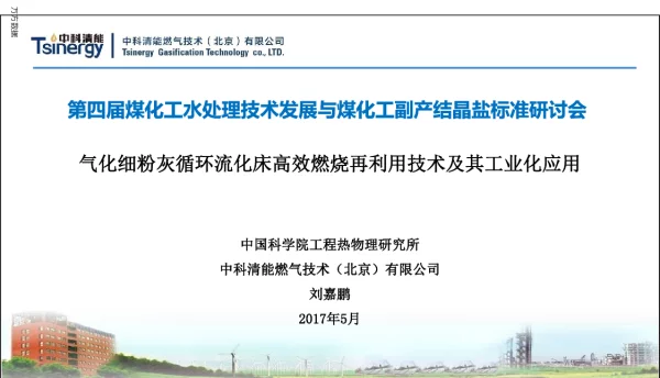 第四届煤化工水处理技术发展与煤化工副产结晶盐标准研讨会气化细粉灰循环流化床高效燃烧再利用技术及其工业化应用