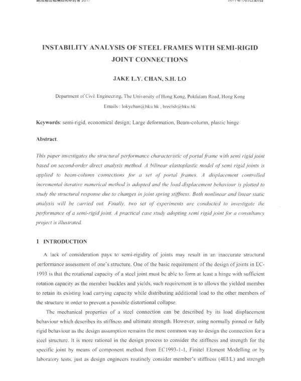 INSTABILITYANALYSISOFSTEELFRAMESWITHSEMI-RIGIDJOINTCONNECTIONS
