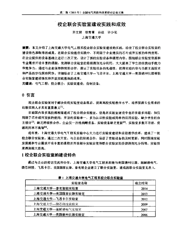 校企联合实验室建设实践和成效