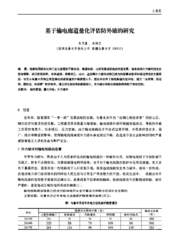 基于输电廊道量化评估防外破的研究