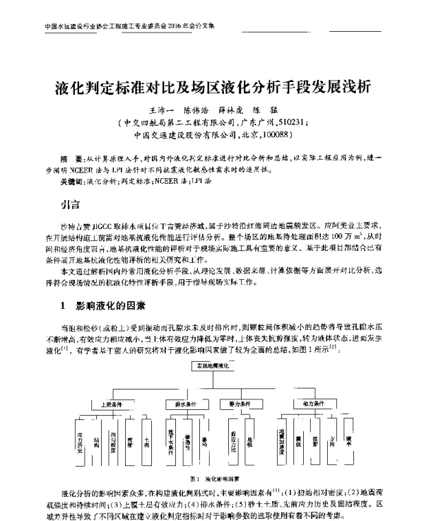 液化判定标准对比及场区液化分析手段发展浅析