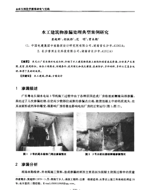 水工建筑物渗漏处理典型案例研究