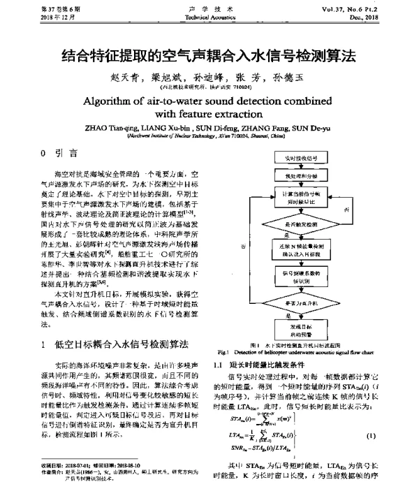 结合特征提取的空气声耦合入水信号检测算法