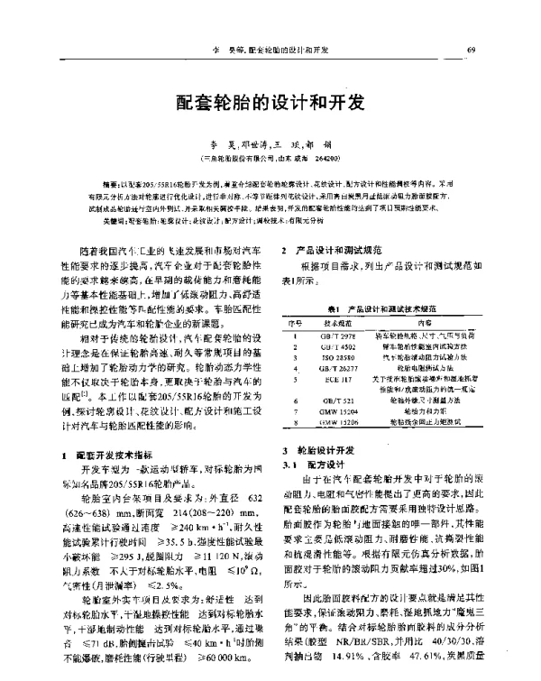 配套轮胎的设计和开发