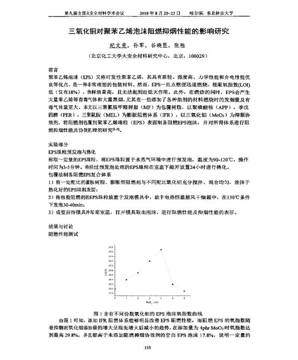 三氧化钼对聚苯乙烯泡沫阻燃抑烟性能的影响研究