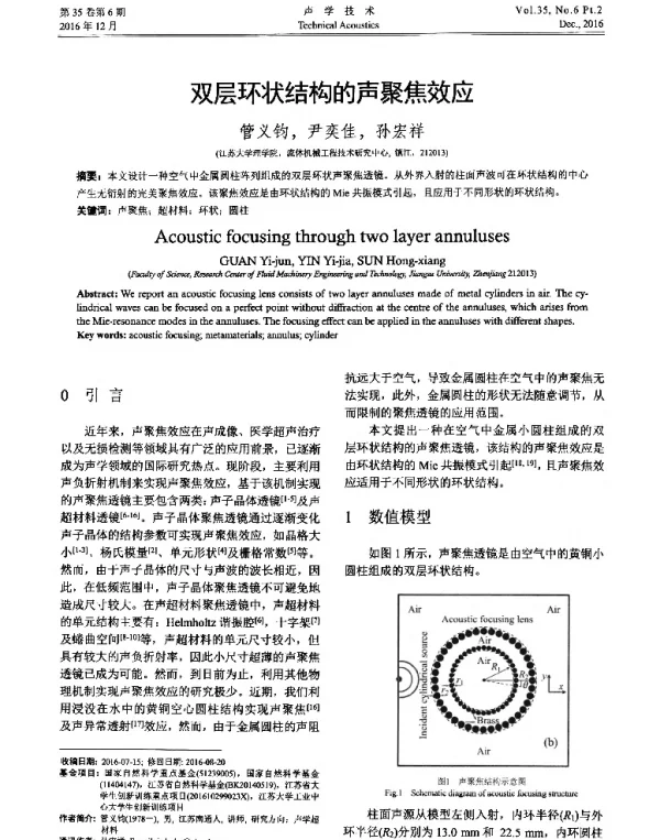 双层环状结构的声聚焦效应