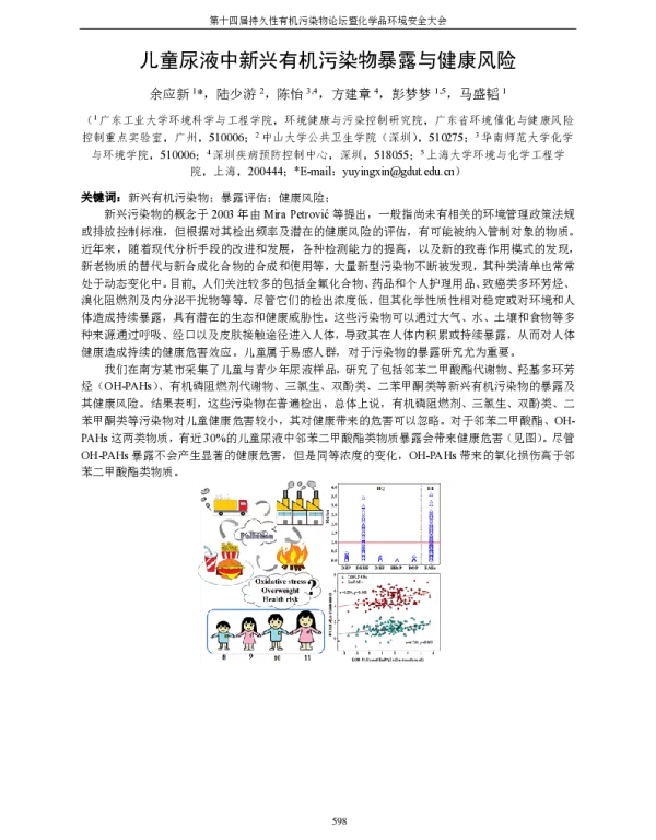 儿童尿液中新兴有机污染物暴露与健康风险