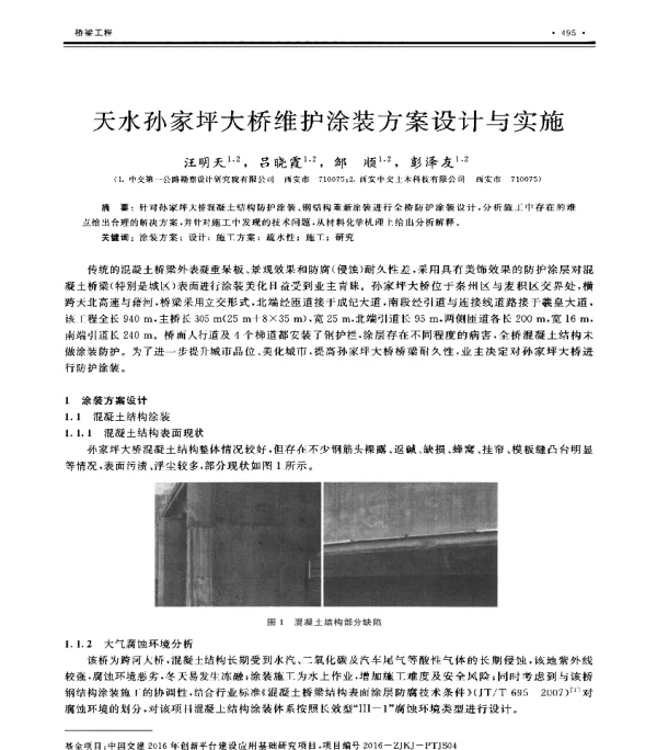 天水孙家坪大桥维护涂装方案设计与实施