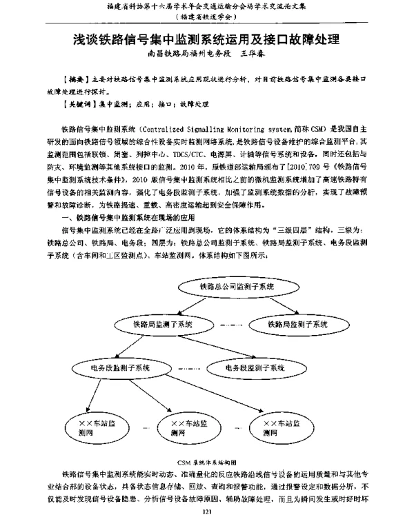 浅谈铁路信号集中监测系统运用及接口故障处理