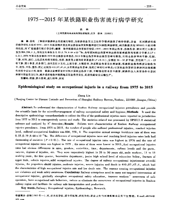 1975-2015年某铁路职业伤害流行病学研究