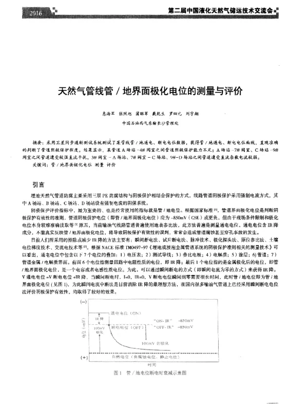 天然气管线管地界面极化电位的测量与评价