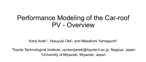 PerformanceModelingoftheCar-roofPV-Overview