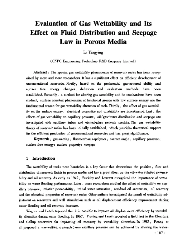 EvaluationofGasWettabilityandItsEffectonFluidDistributionandSeepageLawinPorousMedia